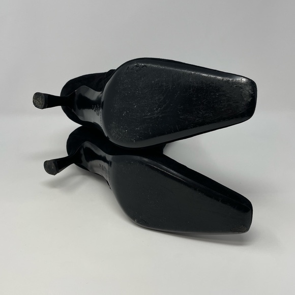 EUC, Loeffler Randall Thandy Black Suede Curved Heel Booties, Size 11.5 - Picture 11 of 16